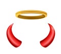 An angel halo and devil horns isolated for you design Royalty Free Stock Photo