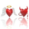 Angel heart and devil heart Royalty Free Stock Photo