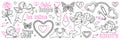Angel and heart tattoo art 1990s-2000s. Love concept. Happy valentines day stickers.