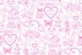 Angel and heart tattoo art 1990s-2000s seamless pattern. Love concept. Happy valentines day. Royalty Free Stock Photo
