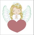 Angel and heart Valentines Day card