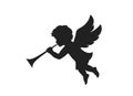 Angel herald with trumpet. christmas symbol. isolated vector image