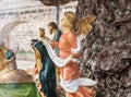 Angel hold `Gloria` banner in Nativity Scene at Nazareth Royalty Free Stock Photo