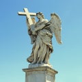 Angel with the Holy Cross from Ponte Sant`Angelo bridge, Rome, I Royalty Free Stock Photo