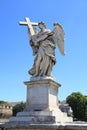 Angel with the Holy Cross from Ponte Sant`Angelo bridge, Rome, I Royalty Free Stock Photo