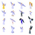 Angel icons set, isometric style Royalty Free Stock Photo