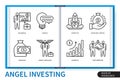 Angel investing infographics linear icons collection