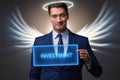 The angel investor concept with businessman with wings Royalty Free Stock Photo