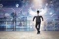 The angel investor concept with businessman with wings