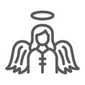 Angel line icon, religion and heaven, character sign, vector graphics, a linear pattern on a white background. Royalty Free Stock Photo