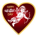 Angel , little baby. Cupid shoots a bow with an arrow, Valentine s day, greeting card hand drawn vector illustration