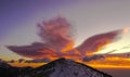 Angel looking cloud during sunset