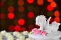 Angel of Love Cupid, Valentine's day and festive background of roses and bright lights.