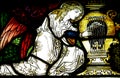 Angel making music (stained glass) Royalty Free Stock Photo