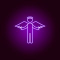 angel male line icon in neon style. Signs and symbols can be used for web, logo, mobile app, UI, UX