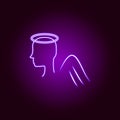 angel male line icon in neon style. Signs and symbols can be used for web, logo, mobile app, UI, UX