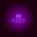 angel male line icon in neon style. Signs and symbols can be used for web, logo, mobile app, UI, UX