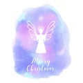Angel. Merry Christmas. Abstract background watercolor style