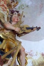 Angel musician statue on organ at Our Lady of Jerusalem Church at Trski Vrh in Krapina, Croatia