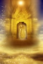 Angel with mystical gate Royalty Free Stock Photo