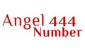 angel number 444 text and red background .