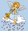 Angel with pipe on cloud Royalty Free Stock Photo