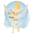 Angel playing harp. Vector illustration decorative background design Royalty Free Stock Photo