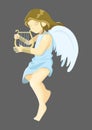 Angel playing harp. Vector illustration decorative background design Royalty Free Stock Photo