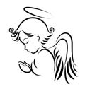 Angel praying logo Royalty Free Stock Photo