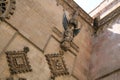 Angel relief sculpture on stone wall on church in Barcelona Royalty Free Stock Photo