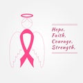 Angel and Ribbon. Breast Cancer Awareness Background. Royalty Free Stock Photo