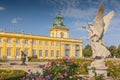 Angel`s monument in the garden in Wilanow Royal Palace, Warsaw Poland. Royalty Free Stock Photo