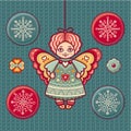 Angel. Set of color Christmas toys. Royalty Free Stock Photo