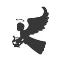 Angel silhouette fairy wing heaven icon. Vector graphic