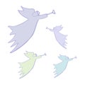 Angel silhouettes with simple wings on a white. Vector illustration isolated