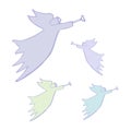 Angel silhouettes with simple wings on a white. illustration