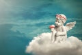 Angel sitting on the cloud Royalty Free Stock Photo