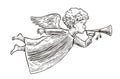 Angel sketch. Hand drawn symbol vintage vector illustration