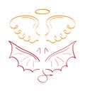 Angel sketch wing set vector. Marker hand drawn style of holy creations. Wing, feathers of bird, swan, eagle