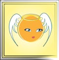 Little cute Angel smile new big eyes and simple smile with wings in white colore