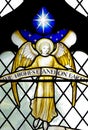 An angel with the star of Bethlehem in stained glass