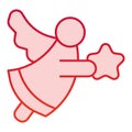 Angel with star color icon. Holy flying man with wing decoration symbol, gradient style pictogram on white background