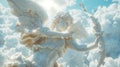 Angel Statue Aiming Bow Beneath Clouds Royalty Free Stock Photo