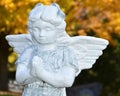 Angel Statue in front of fall colored tree