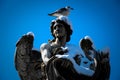 Angel statue in Rome - Italy - in winter with snow