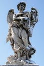 Angel statue in Rome - Italy - in winter with snow