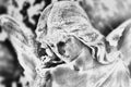 Angel statue (stylized black and white drawing)