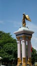 Angel statue on the tower of Bangkok Royal Museum on blue sky background