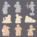 Angel statue vector angelic cupid sculpture and lovely baby character with wings on Valentines or wedding day