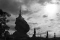 Angel statue worshiping buddha pagoda